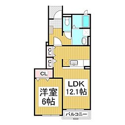 アビトゥーロ 1LDKの間取図画像
