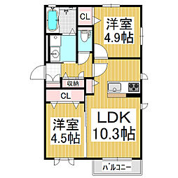 トゥインクル 2LDKの間取図画像