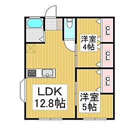 グリーンハイツ 2LDKの間取図画像