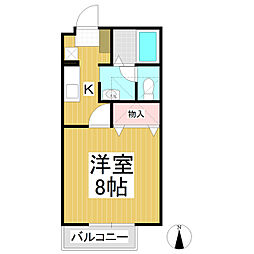 パインブリッジ稲里C棟 1Kの間取図画像