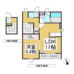 ベルリード 1LDKの間取図画像