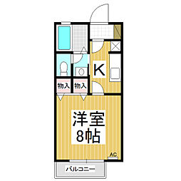 パラーシオ近藤B 1Kの間取図画像