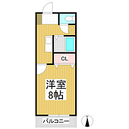 アパルト長野 1Kの間取図画像