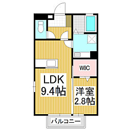 カーサプルメリア 1LDKの間取図画像