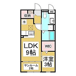 グレイスヴィラ川中島A 1LDKの間取図画像