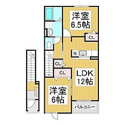 プリムローズA 2LDKの間取図画像
