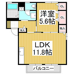 シャルマンアヴェニールB 1LDKの間取図画像