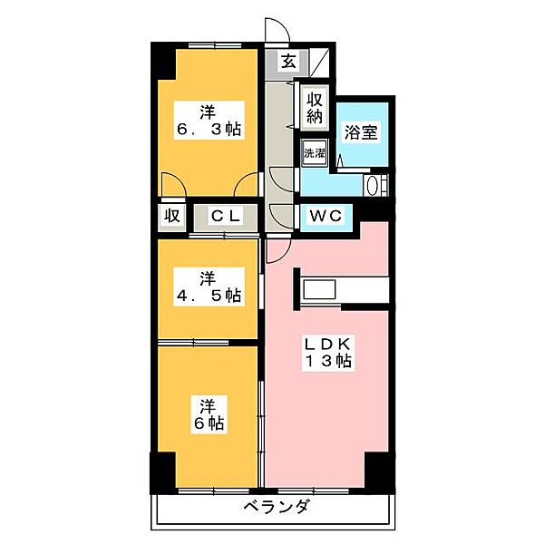 エスティメゾン鶴舞 ｜愛知県名古屋市中区千代田２丁目(賃貸マンション3LDK・8階・65.80㎡)の写真 その2