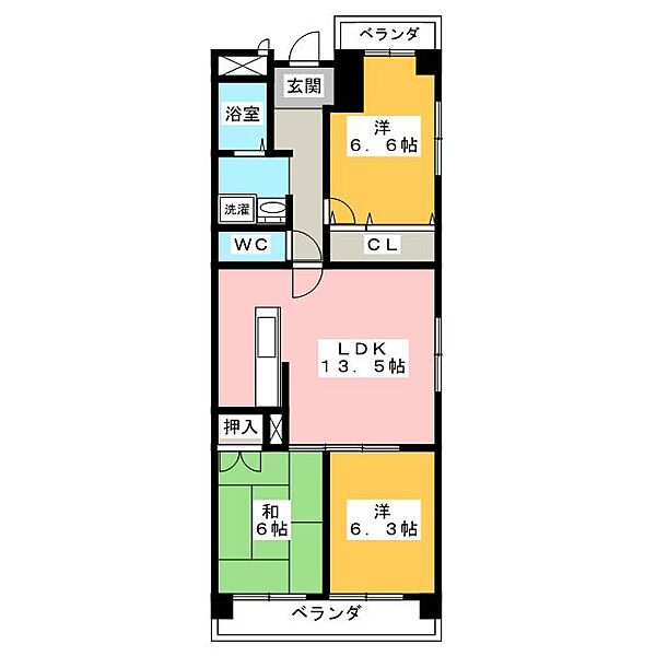 ユーハウス鶴舞II ｜愛知県名古屋市中区千代田２丁目(賃貸マンション3LDK・11階・65.20㎡)の写真 その2