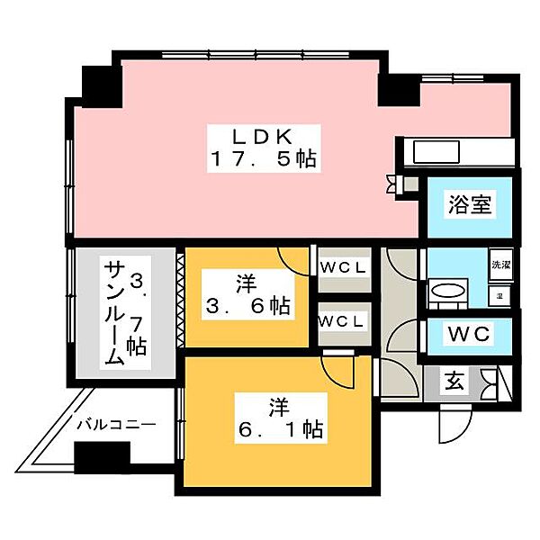 ＹＺ　ｍａｈｏｒｏｂａ ｜愛知県名古屋市中区富士見町(賃貸マンション2SLDK・8階・65.30㎡)の写真 その2