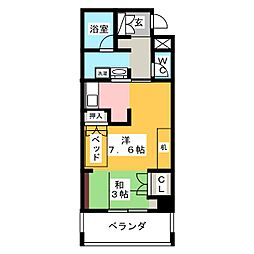 鶴舞ガーデンコート 12階ワンルームの間取り
