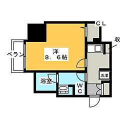 パークアクシス新栄 7階1Kの間取り