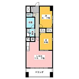 ＭＡＰＬＥ　ＡＮＥＳＴ　ＳＨＩＮＳＡＫＡＥ 3階2LDKの間取り
