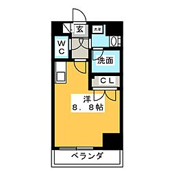 シェモア大須 4階ワンルームの間取り