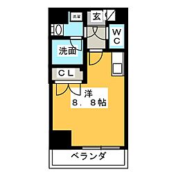 シェモア大須 4階ワンルームの間取り