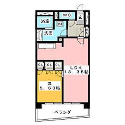 セイント橘 1LDKの間取図画像
