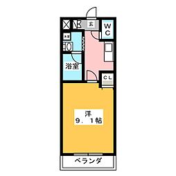 フォレスタ山西 1Kの間取図画像