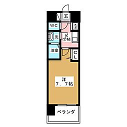 プレサンスジェネ栄 1Kの間取図画像