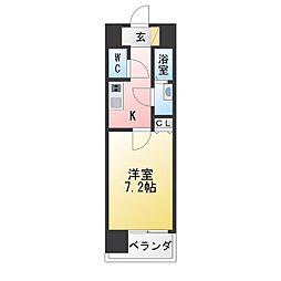 クレシェール大須 1Kの間取図画像