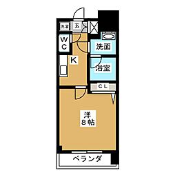 ルクレ新栄レジデンス 1Kの間取図画像