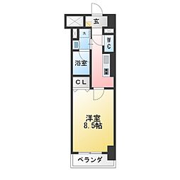 エスカルコート 1Kの間取図画像
