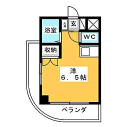アヴァーンスF ワンルームの間取図画像