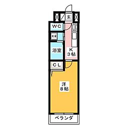 リアライズ記念橋 1Kの間取図画像