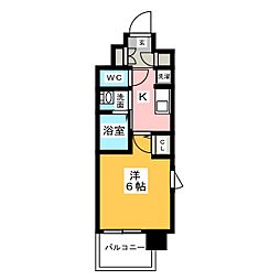 エステムコート名古屋栄プレシャス 1Kの間取図画像