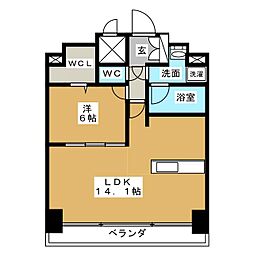プレサンス錦プレミアム 1LDKの間取図画像