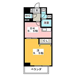 稲垣ビル栄ディアコート白川 1DKの間取図画像