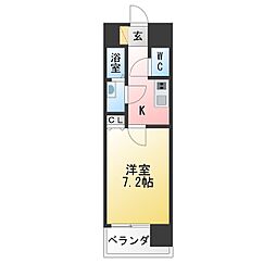 クレシェール大須 1Kの間取図画像