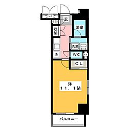 レジデンス上前津スクエア 1Kの間取図画像