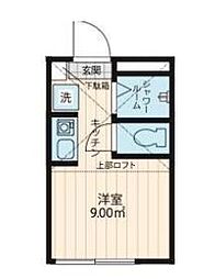 JR山手線 新大久保駅 徒歩6分の賃貸アパート 地下1階ワンルームの間取り