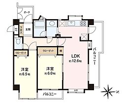 クレスト南浦和参番館 2LDKの間取図画像