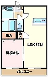 クレストコート中川 1LDKの間取図画像