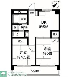 平野商事マンション 2DKの間取図画像