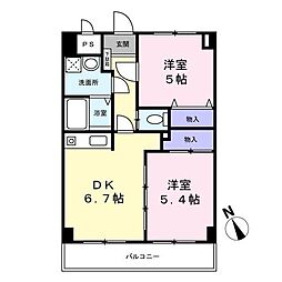 ベルデュール宮前平 2DKの間取図画像