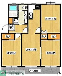 宮前平アベリア1号棟 3LDKの間取図画像