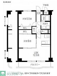 サンモール中川 2LDKの間取図画像