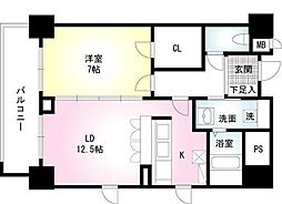 ノース清水 1LDKの間取図画像