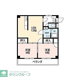 パレ・ルミエール 2LDKの間取図画像