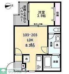 ベイルーム江田 1LDKの間取図画像