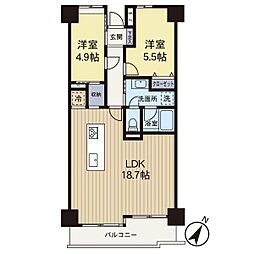 シーサイド片瀬江ノ島 2LDKの間取図画像