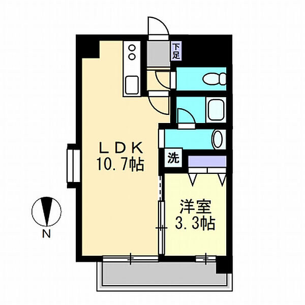 ピュア京橋 203｜岡山県岡山市北区京橋町(賃貸マンション1LDK・2階・33.58㎡)の写真 その2