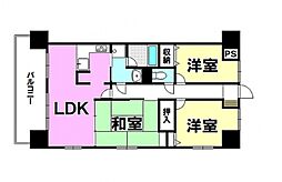 ライオンズマンション西古松 4階3LDKの間取り