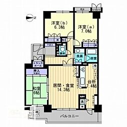 サーパスシティ大供 12階3LDKの間取り