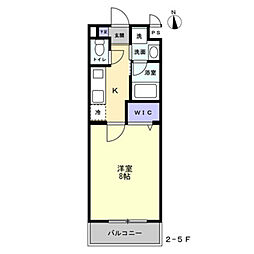 ミモザヒルズ岡山医大南 1Kの間取図画像