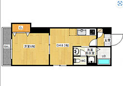 ホワイトグレース律奈 1DKの間取図画像