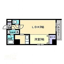 LST表町3 1LDKの間取図画像