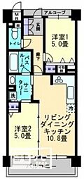 アルファステイツ中庄駅前2 2LDKの間取図画像